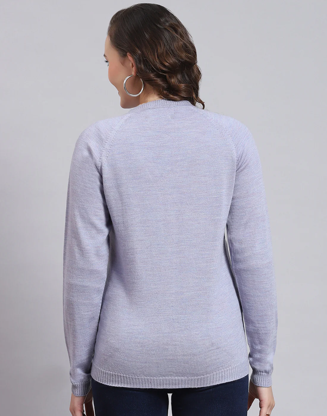 Women Purple Solid V Neck Full Sleeve Sweater - Image 5