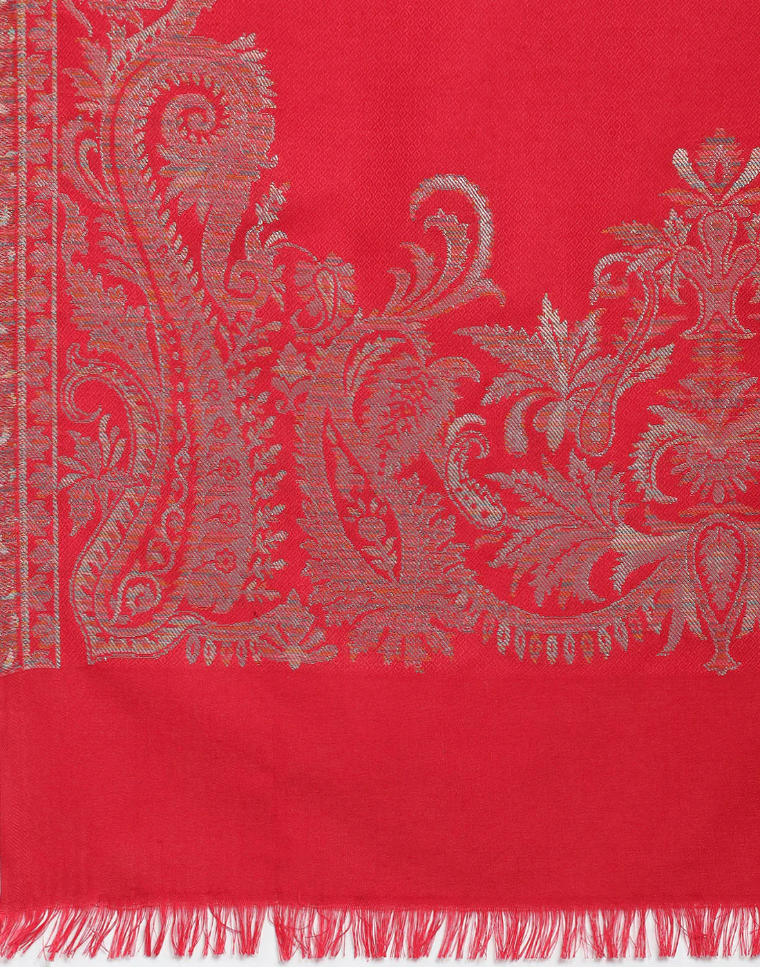 Women Red Self Design Shawl - Image 6