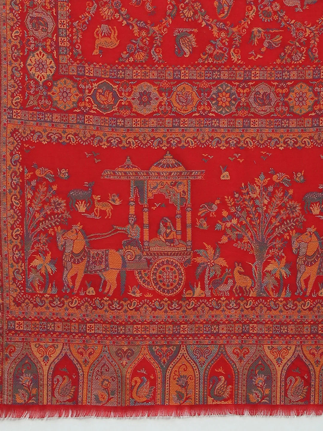 Women Red Self Design Shawl - Image 6