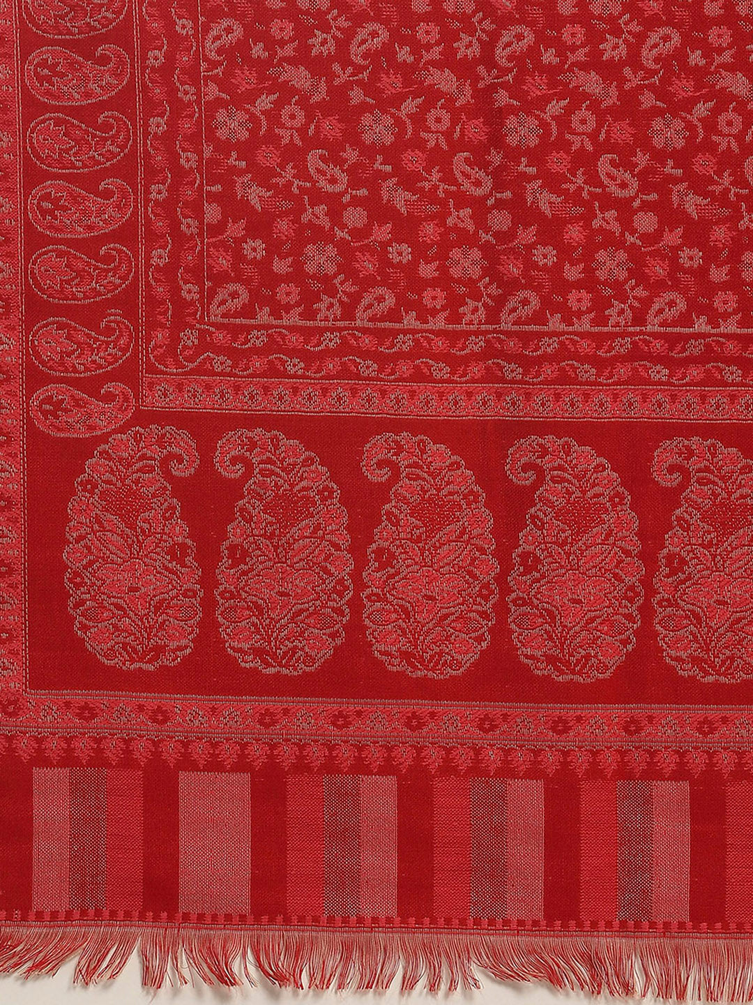 Women Red Self Design Shawl - Image 6
