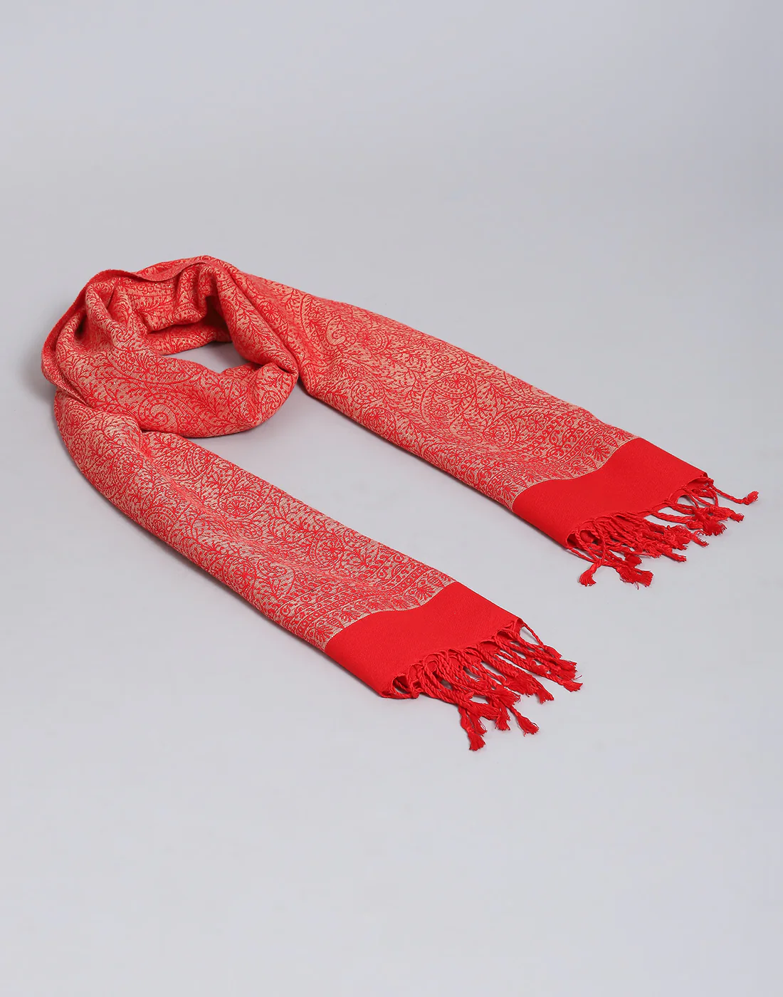 Women Red Self Design Stole - Image 6