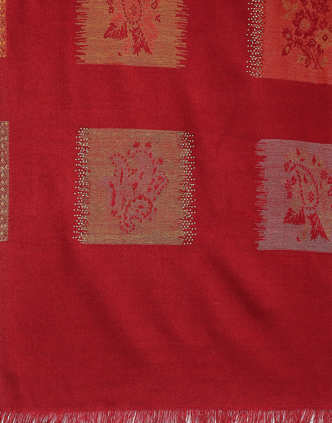 Women Red Self Design Stole - Image 8