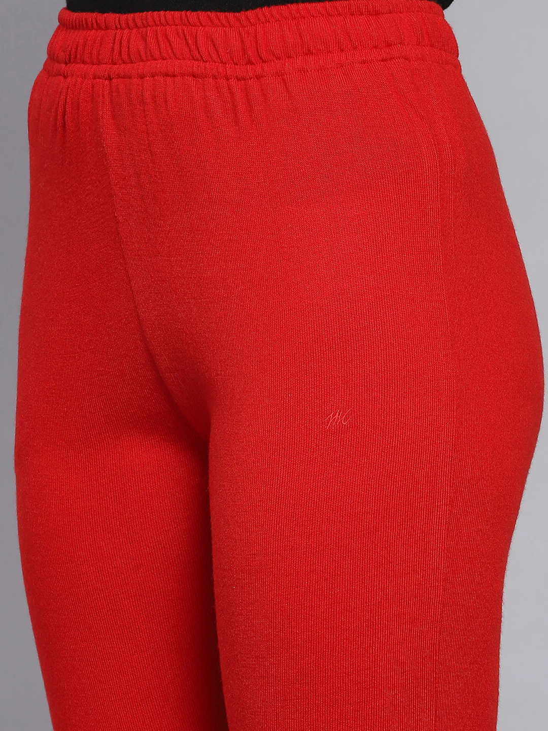 Women Red Solid Regular Fit Winter Lowers - Image 6