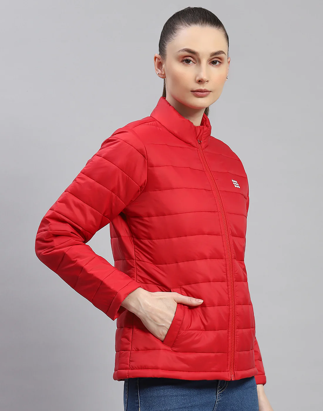 Rock.it Women Red Solid Stand Collar Full Sleeve Jacket - Image 5