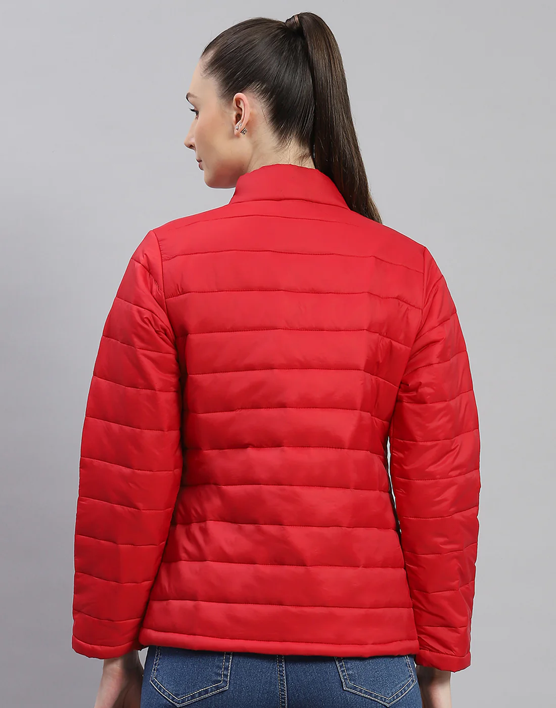 Rock.it Women Red Solid Stand Collar Full Sleeve Jacket - Image 6