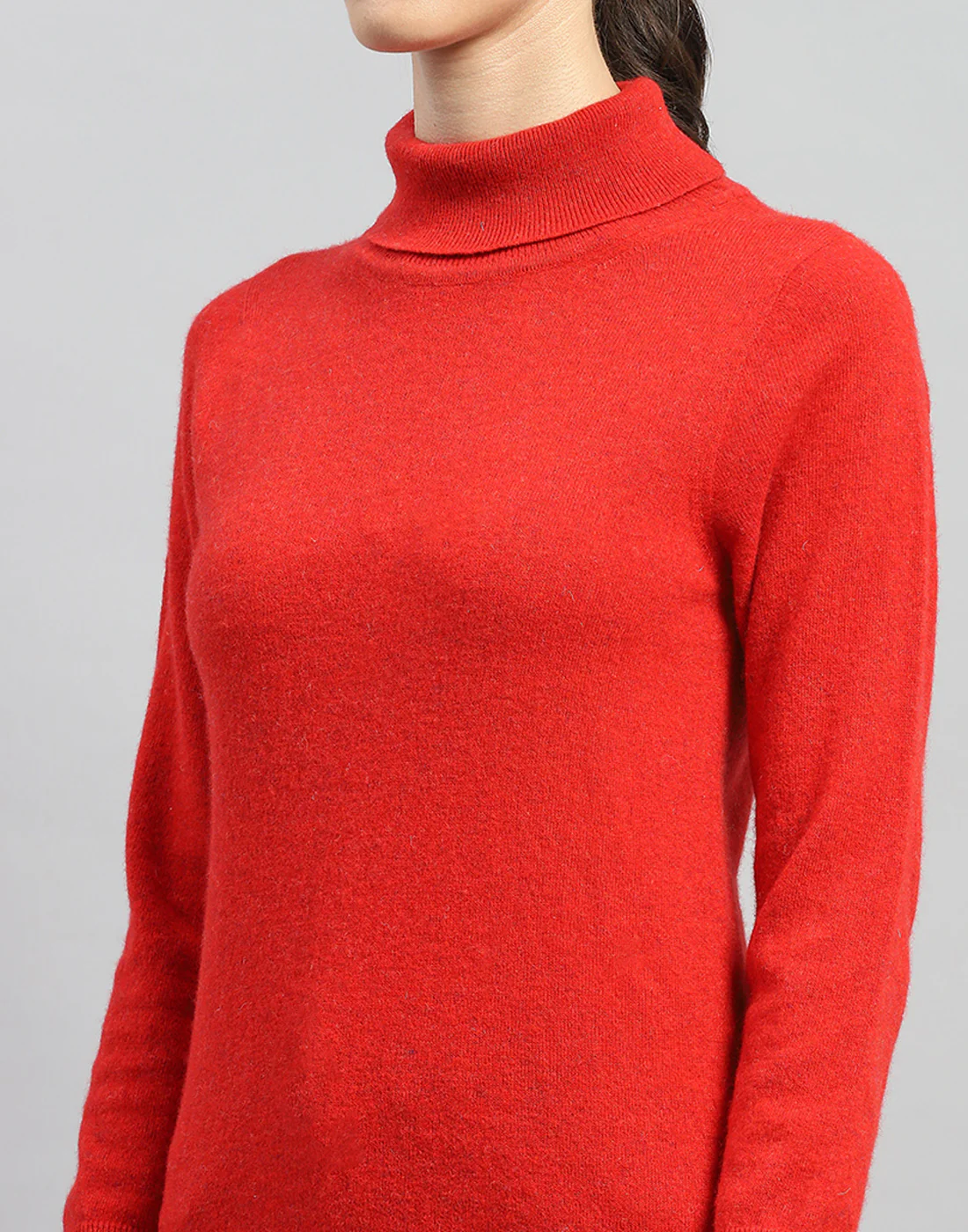 Women Red Solid Turtle Neck Full Sleeve Winter Top - Image 7