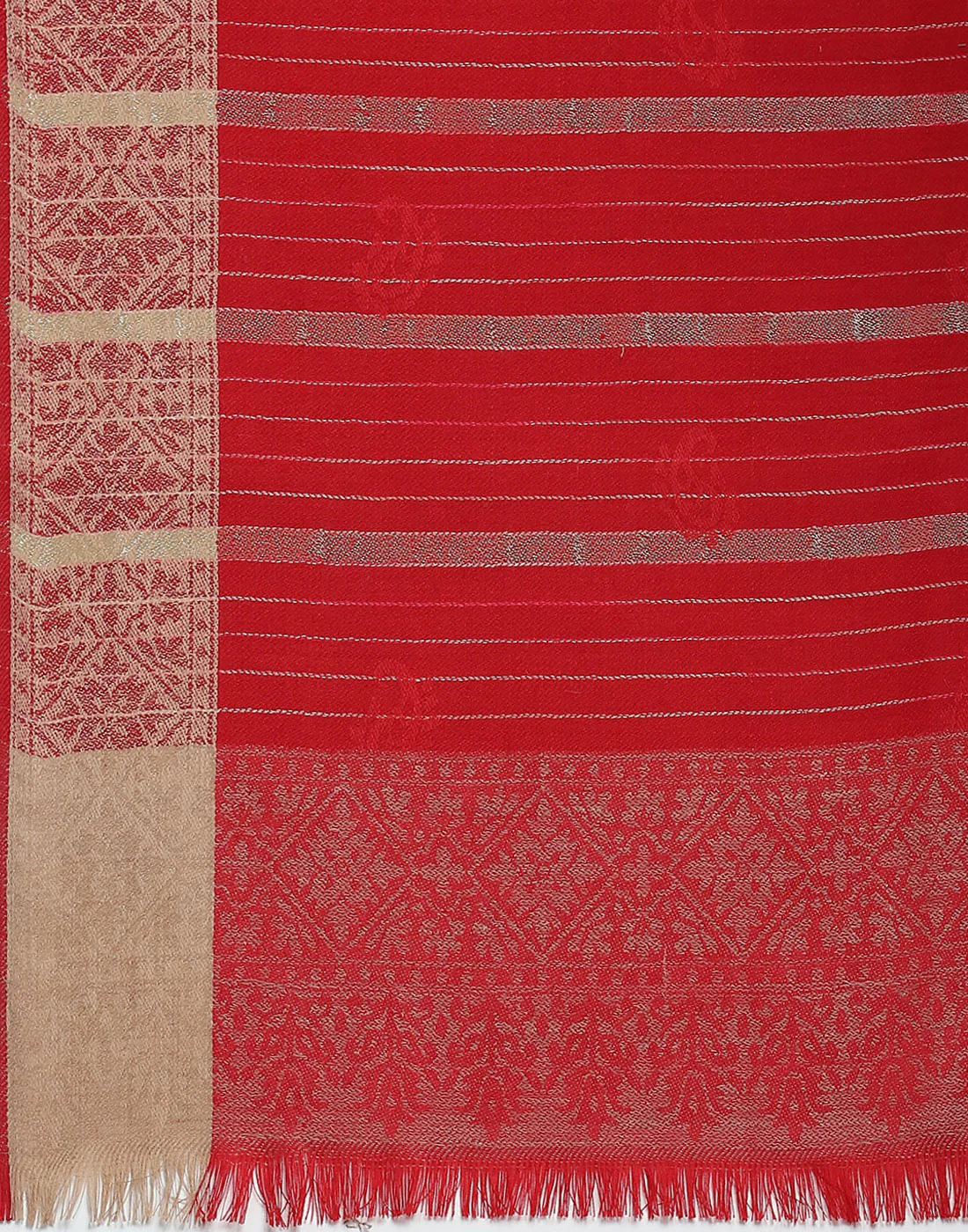 Women Red Stripe Shawl - Image 7