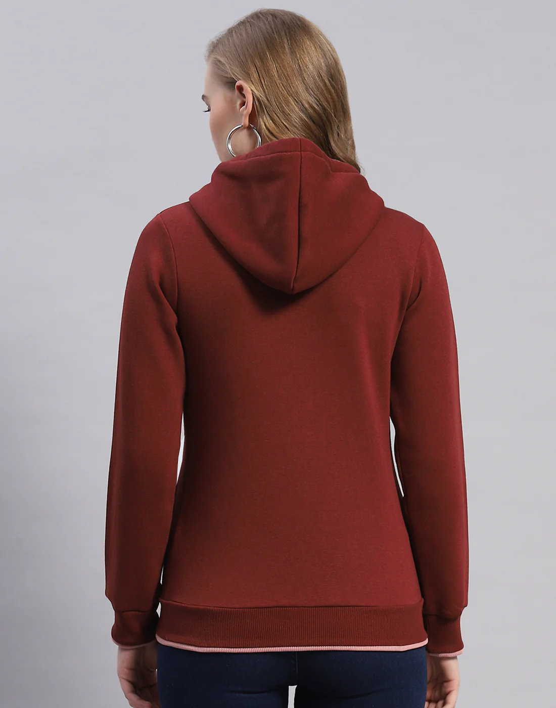 Women Rust Printed Hooded Full Sleeve Sweatshirt - Image 5