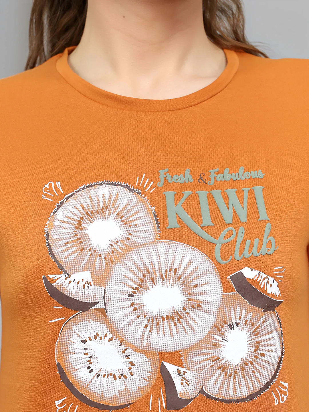 Women Rust Printed Round Neck Half Sleeve Lower Set - Image 5