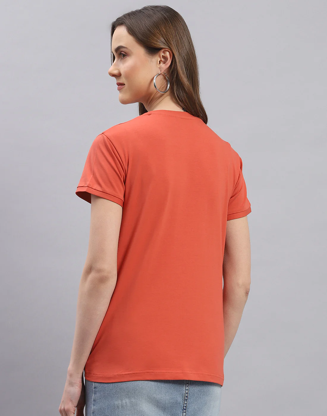 Women Rust Printed Round Neck Half Sleeve Top - Image 6