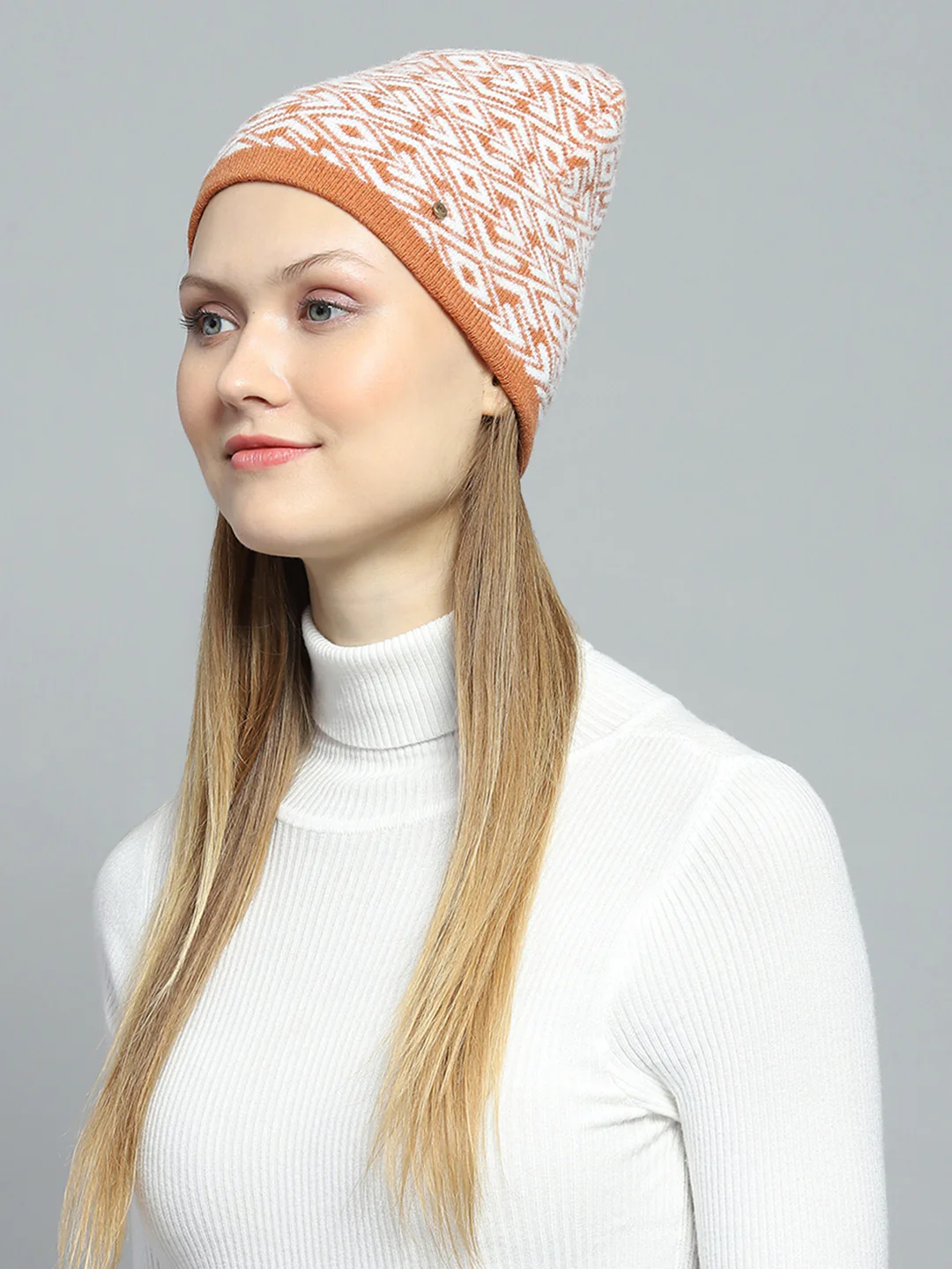 Women Rust Self Design Cap - Image 3