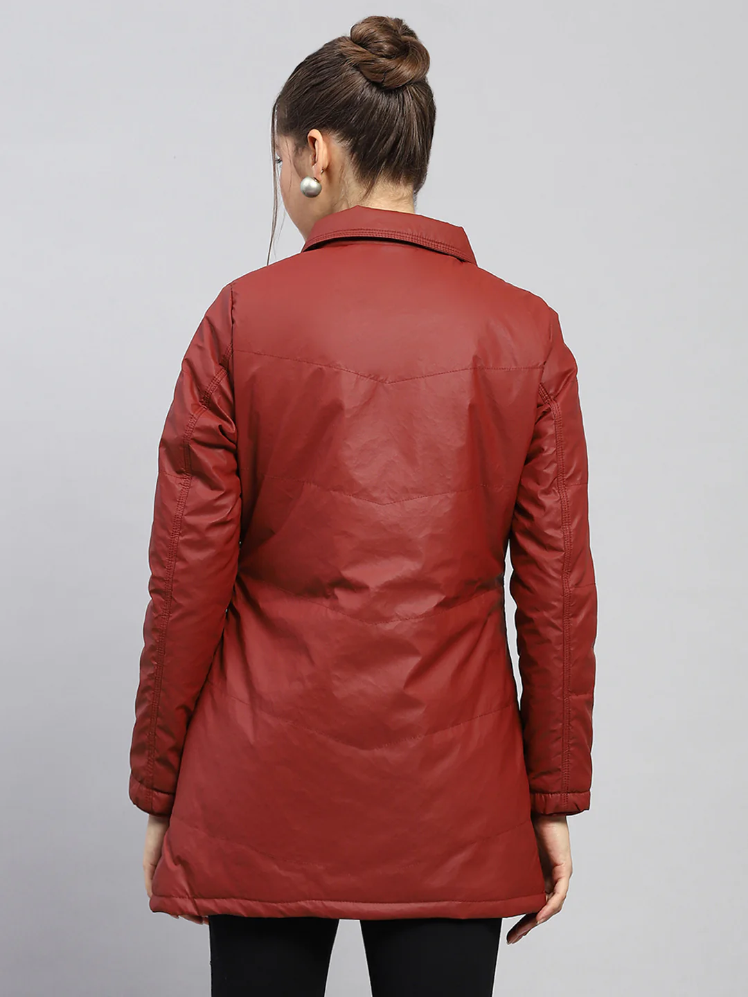 Women Rust Self Design Collar Full Sleeve Jacket - Image 5
