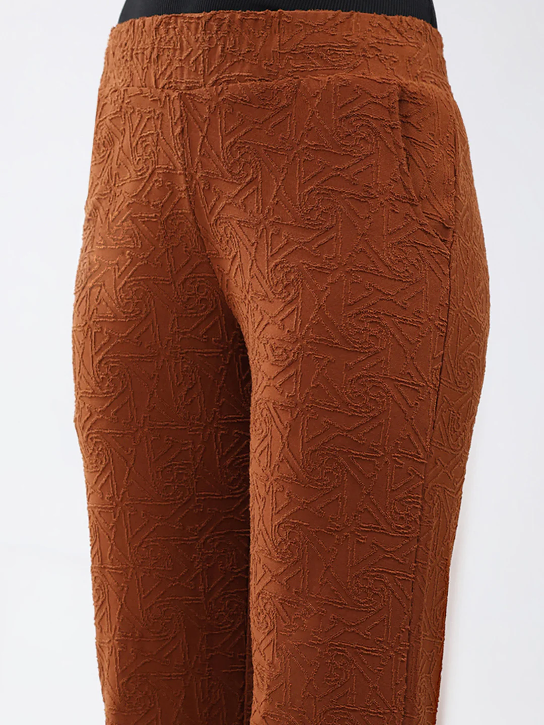 Women Rust Self Design Regular Fit Winter Lower - Image 6