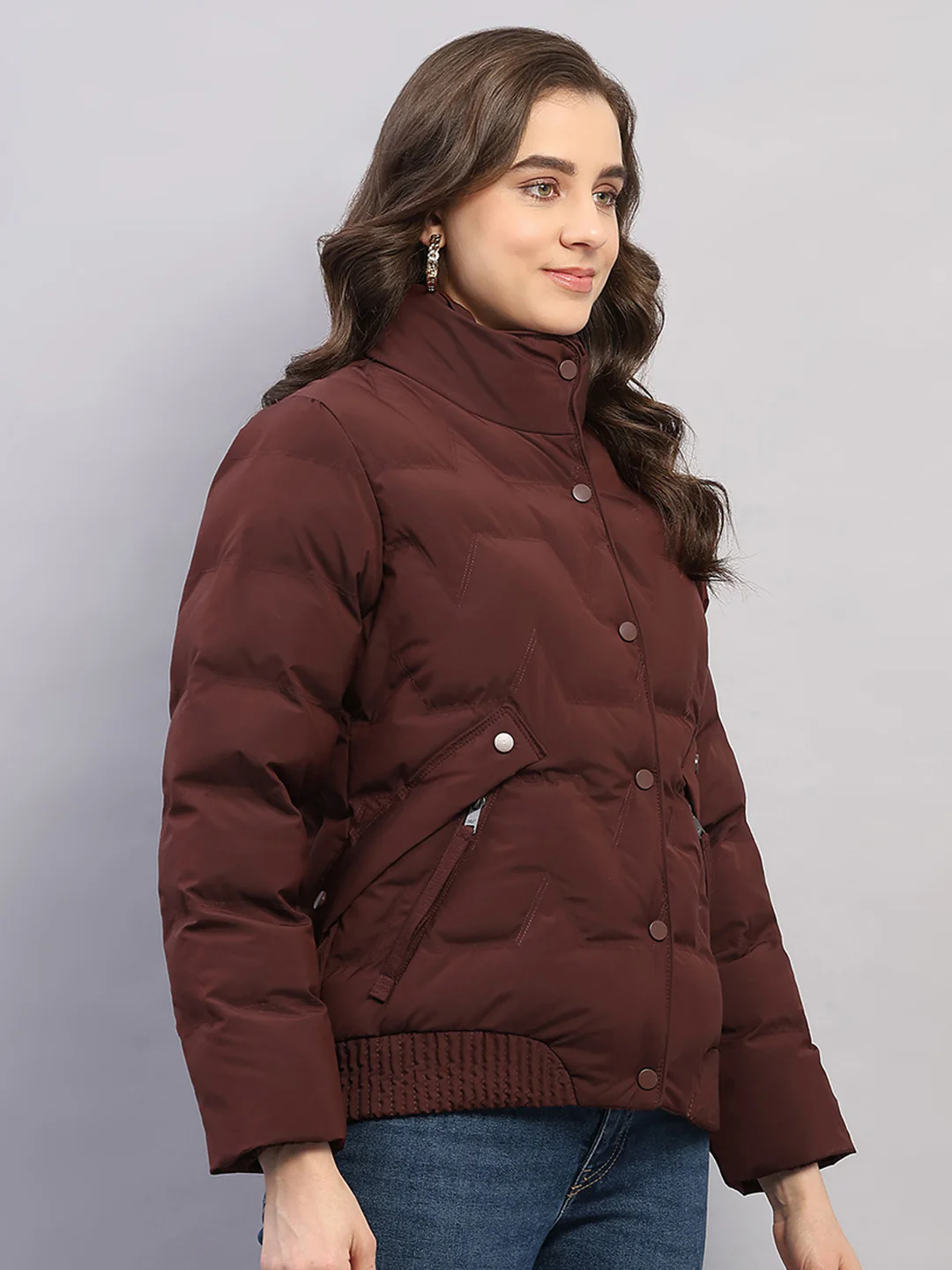 Women Rust Solid Collar Full Sleeve Jacket - Image 4