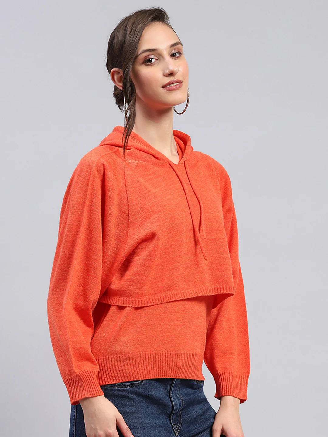 Women Rust Solid Hooded Full Sleeve Winter Tops - Image 4