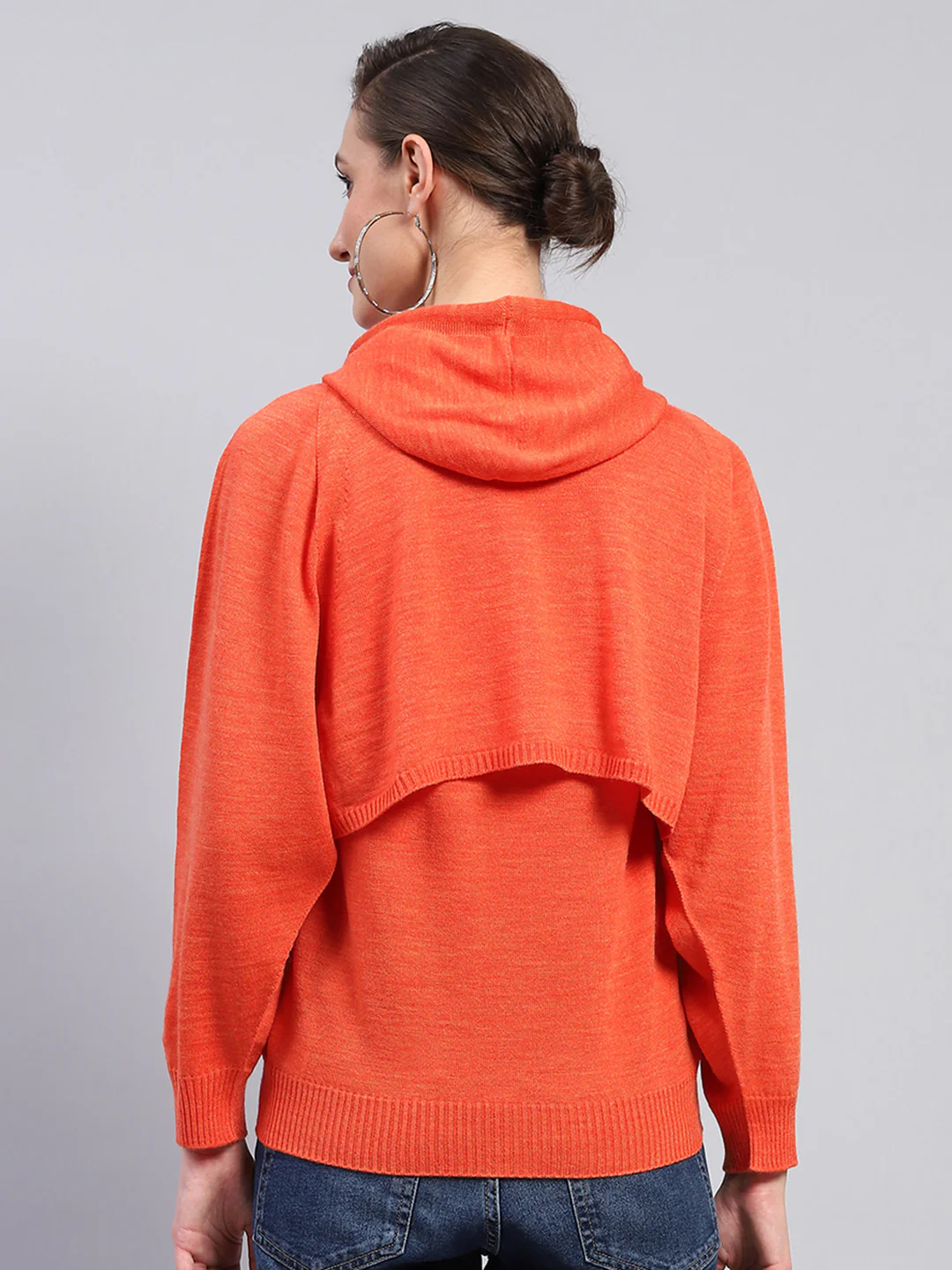 Women Rust Solid Hooded Full Sleeve Winter Tops - Image 5