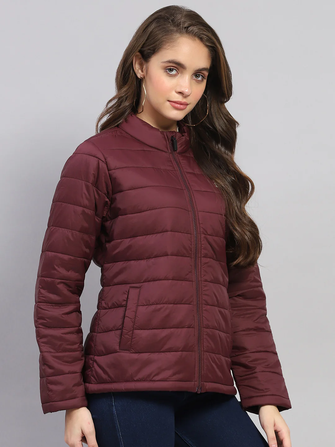 Rock.it Women Rust Solid Mock Neck Full Sleeve Jacket - Image 4