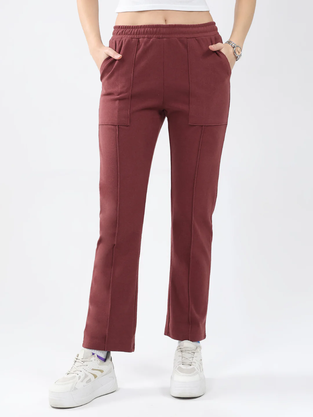 Women Rust Solid Regular Fit Winter Lower - Image 6