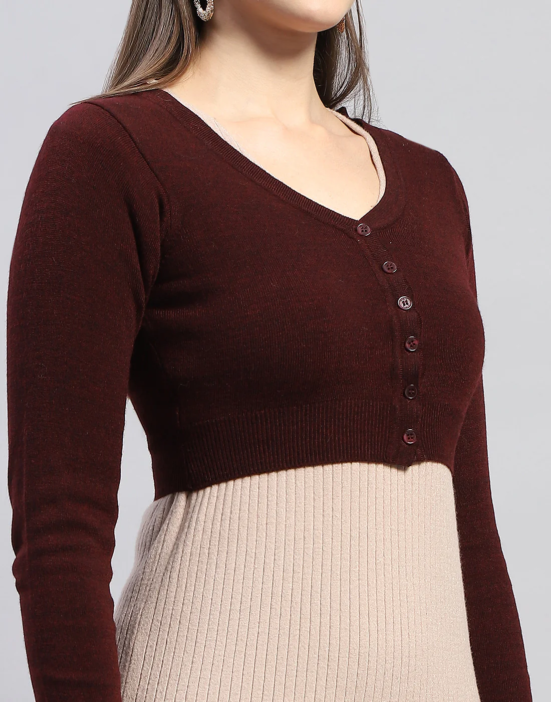 Women Rust Solid V Neck Full Sleeve Blouse - Image 7