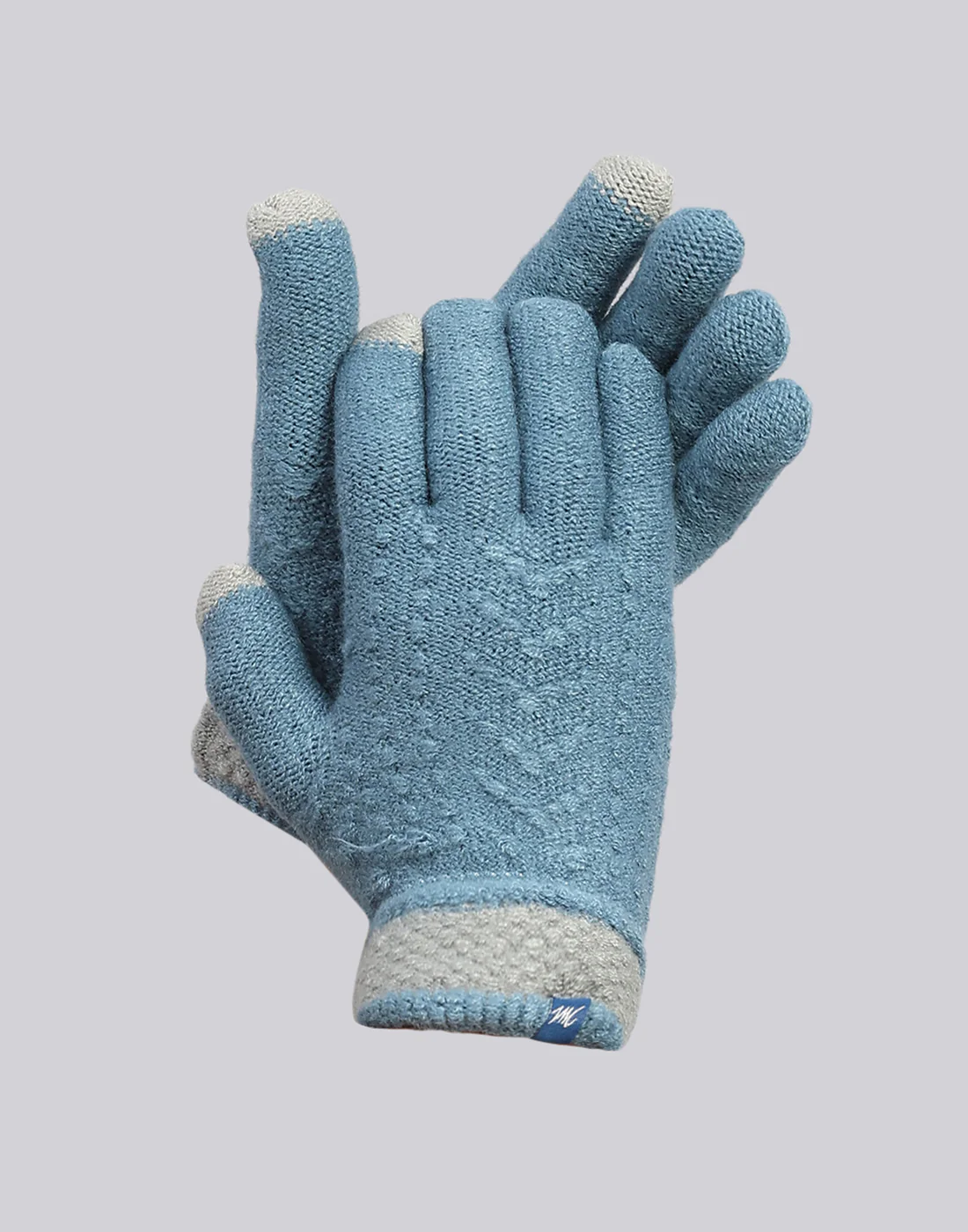 Women Sea Green Printed Blend Wool Gloves - Image 2