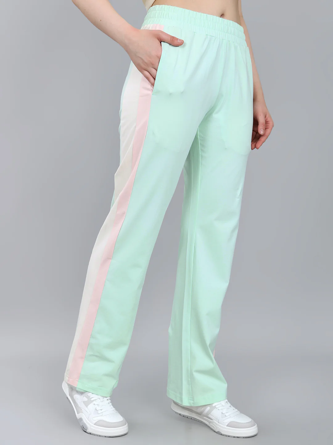 Women Sea Green Solid Regular Fit Lower - Image 3