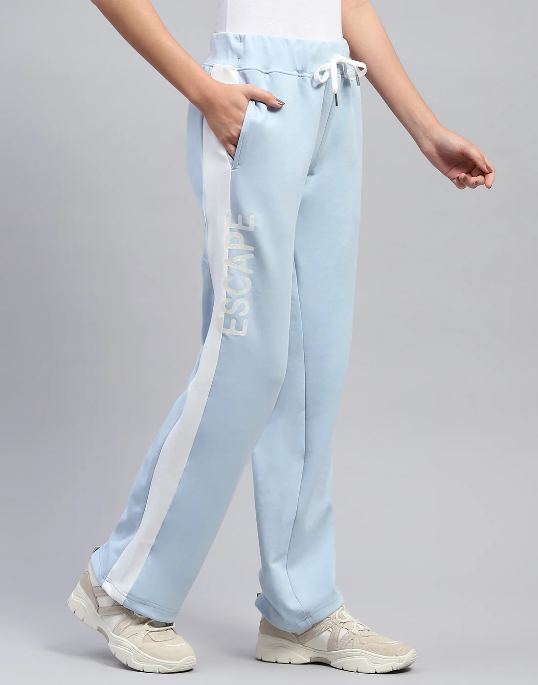 Women Sky Blue Printed Regular Fit Lower - Image 4