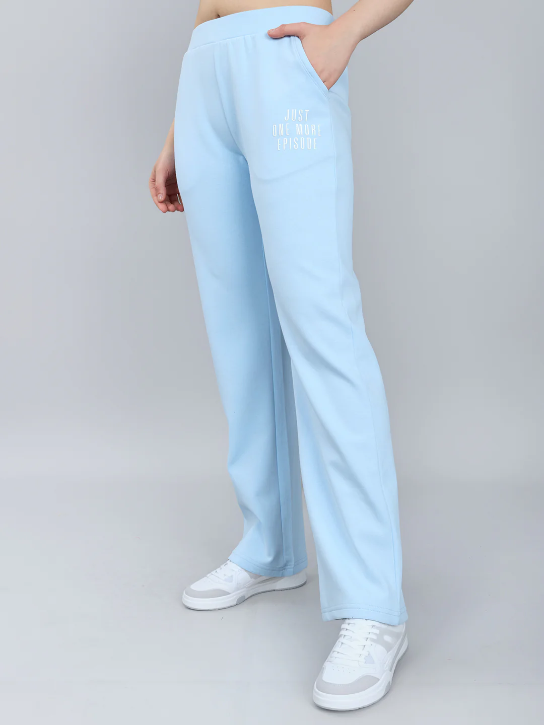 Women Sky Blue Solid Regular Fit Lower - Image 2