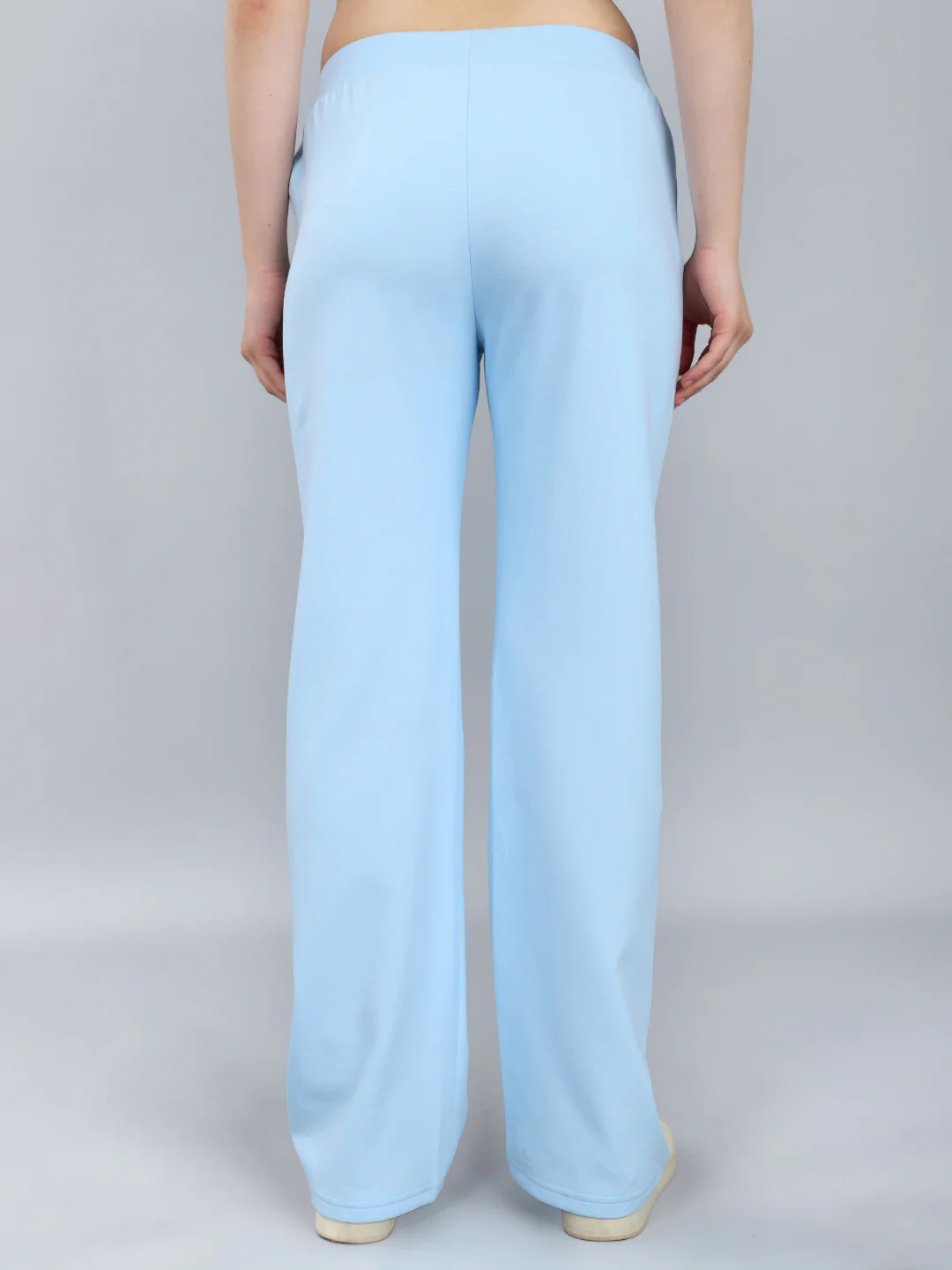 Women Sky Blue Solid Regular Fit Lower - Image 5