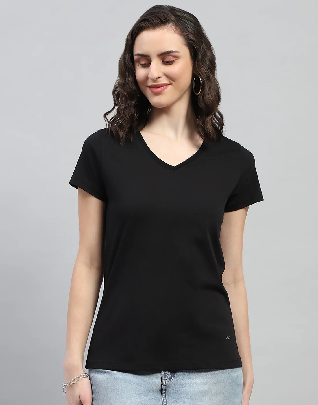 Women Teal Blue & Black Solid V Neck Half Sleeve Top (Pack of 2) - Image 3