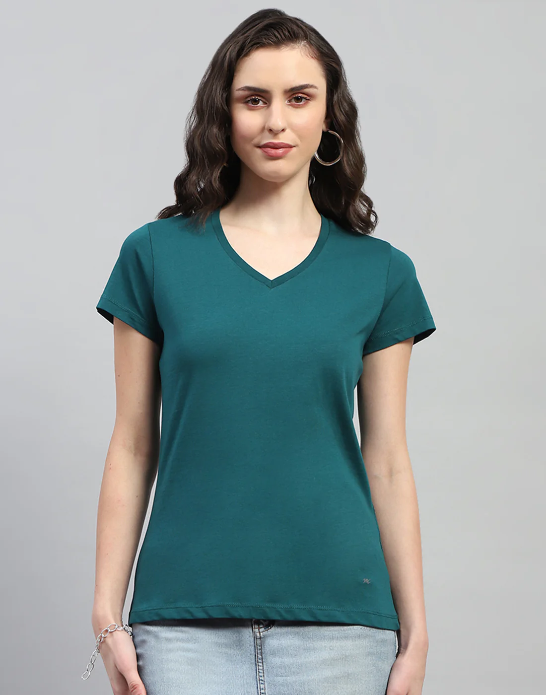 Women Teal Blue & Black Solid V Neck Half Sleeve Top (Pack of 2) - Image 7