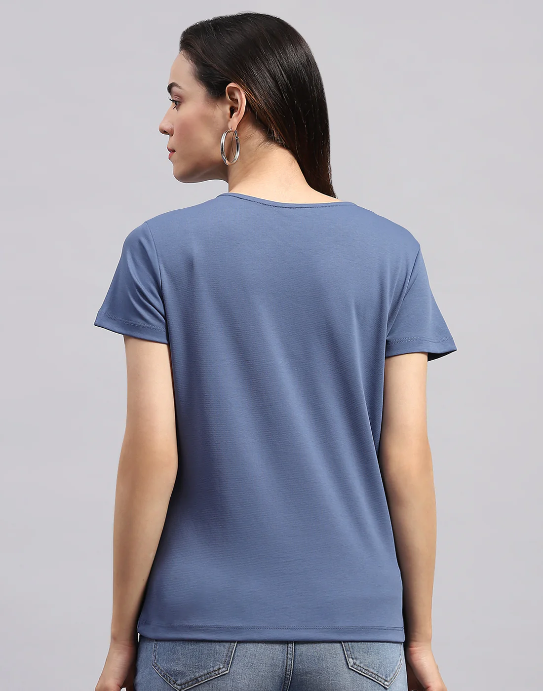 Women Teal Blue Printed Round Neck Half Sleeve Top - Image 5