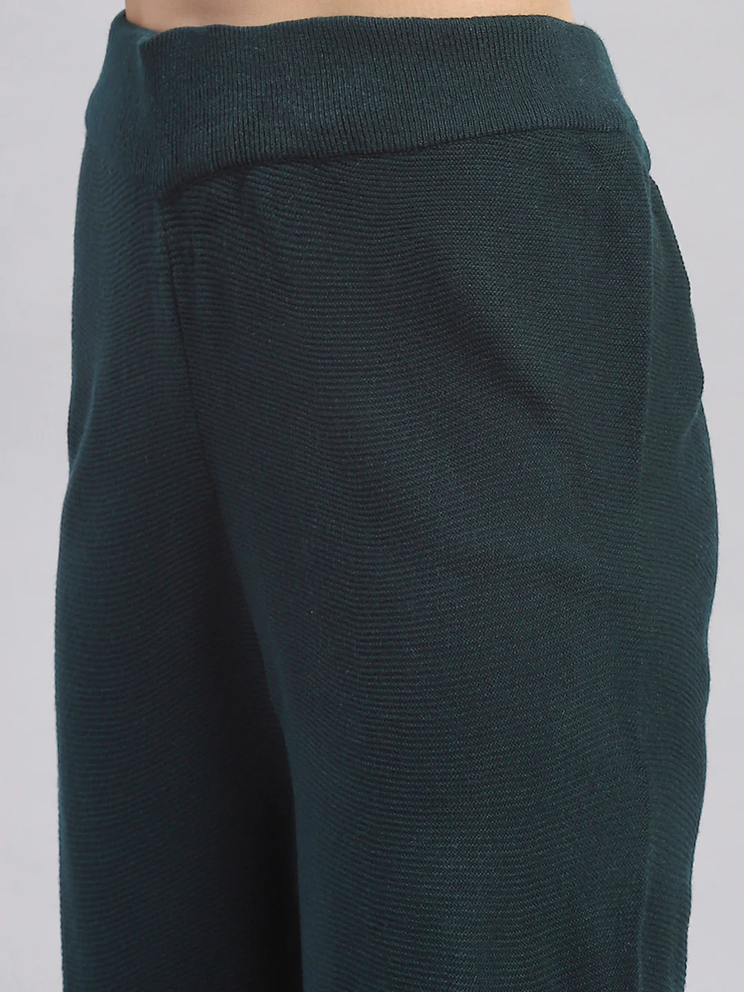 Women Teal Blue Self Design Round Neck Full Sleeve Cords Set - Image 7