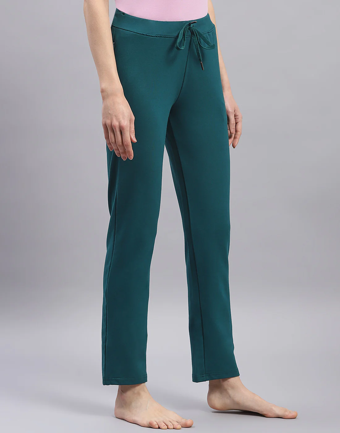 Women Teal Blue Solid Regular Fit Lower - Image 4