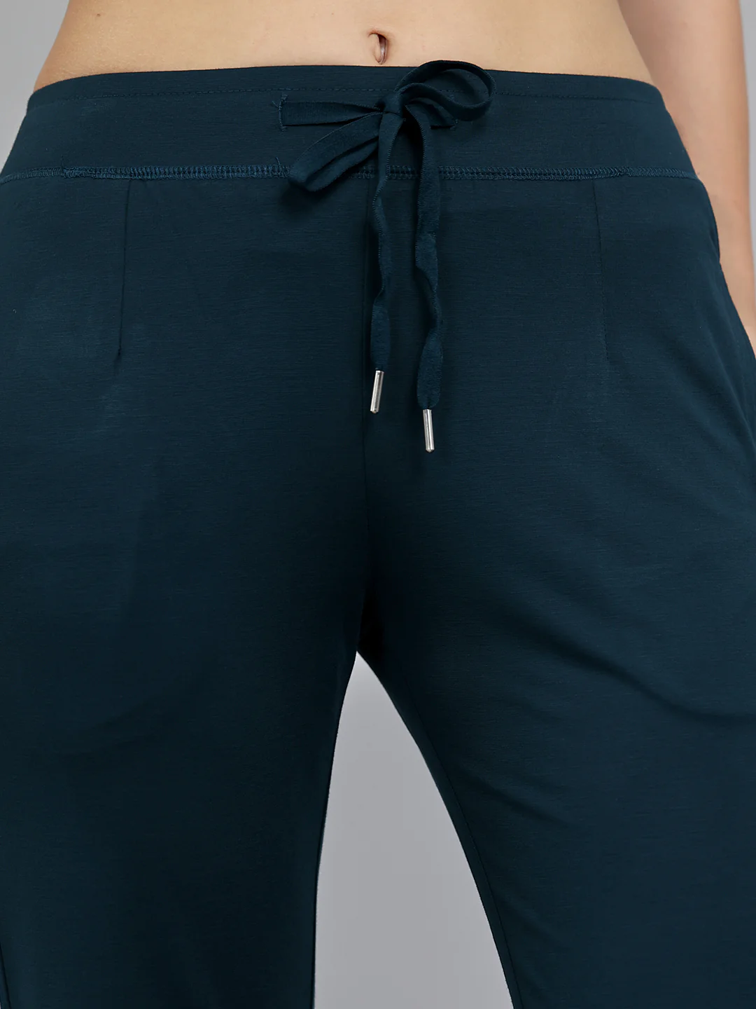Women Teal Blue Solid Regular Fit Lower - Image 5