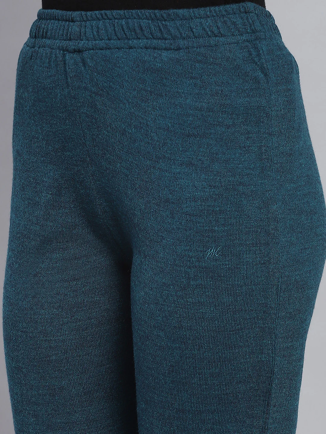 Women Teal Blue Solid Regular Fit Winter Lowers - Image 6
