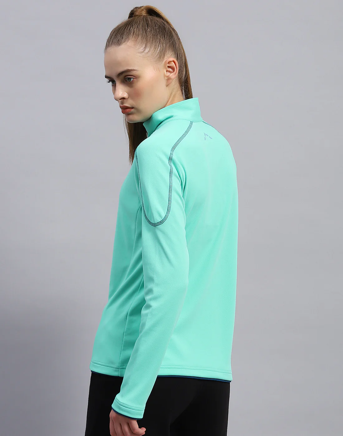 Rock.it Women Turquoise Blue Self Design Collar Full Sleeve Top - Image 5