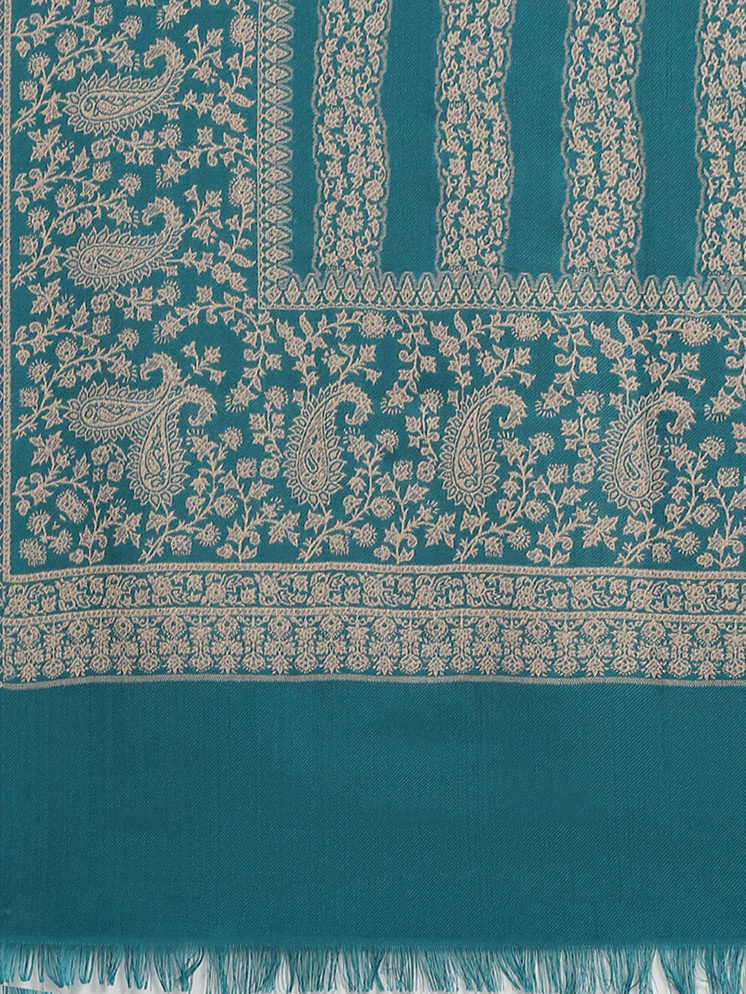 Women Turquoise Blue Self Design Shawl - Image 6