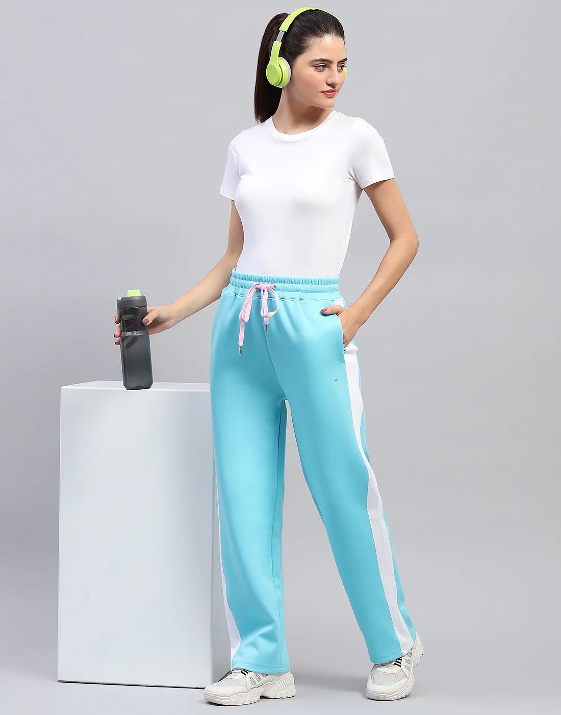 Women Turquoise Blue Solid Regular Fit Lower - Image 2