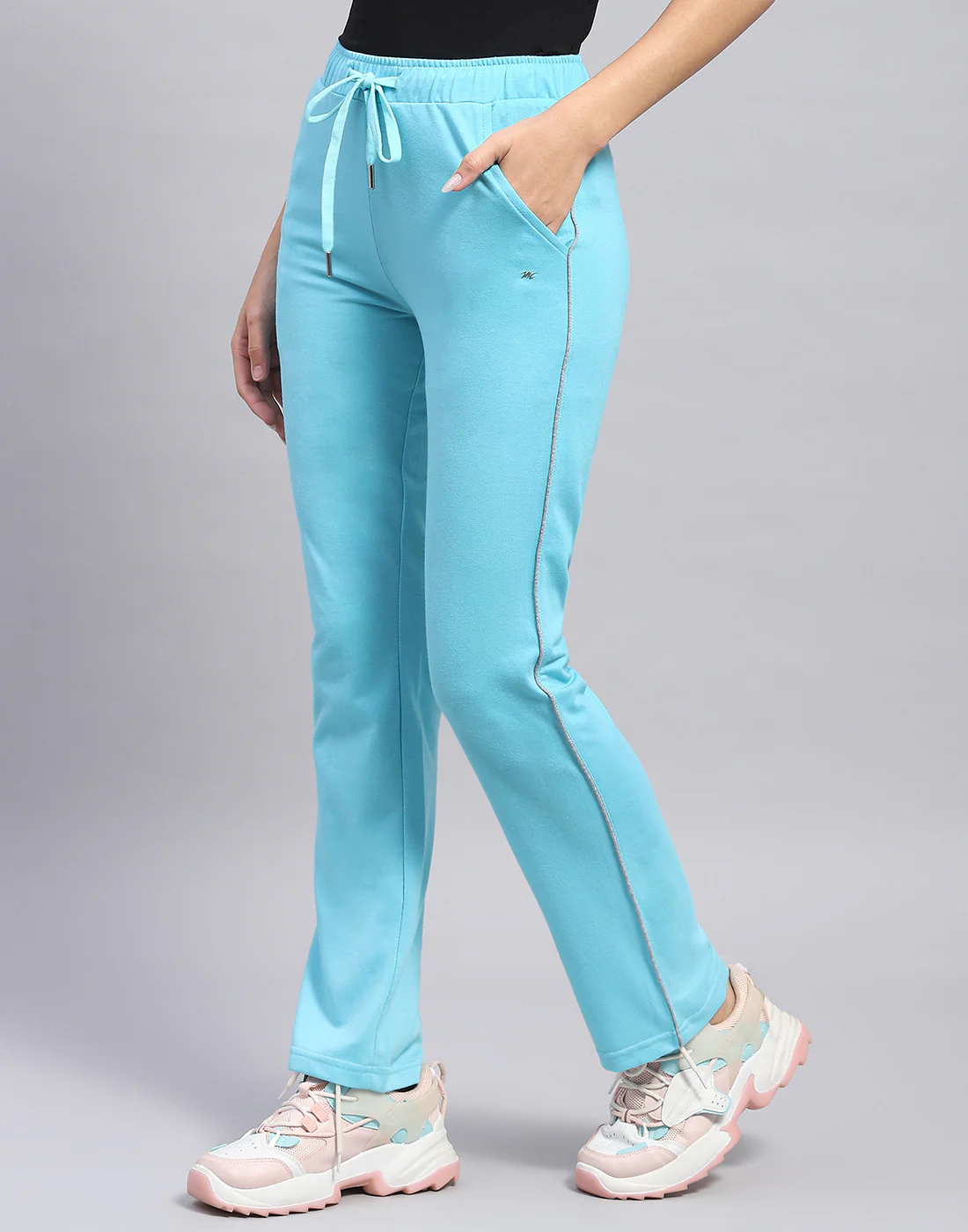 Women Turquoise Blue Solid Regular Fit Lower - Image 3