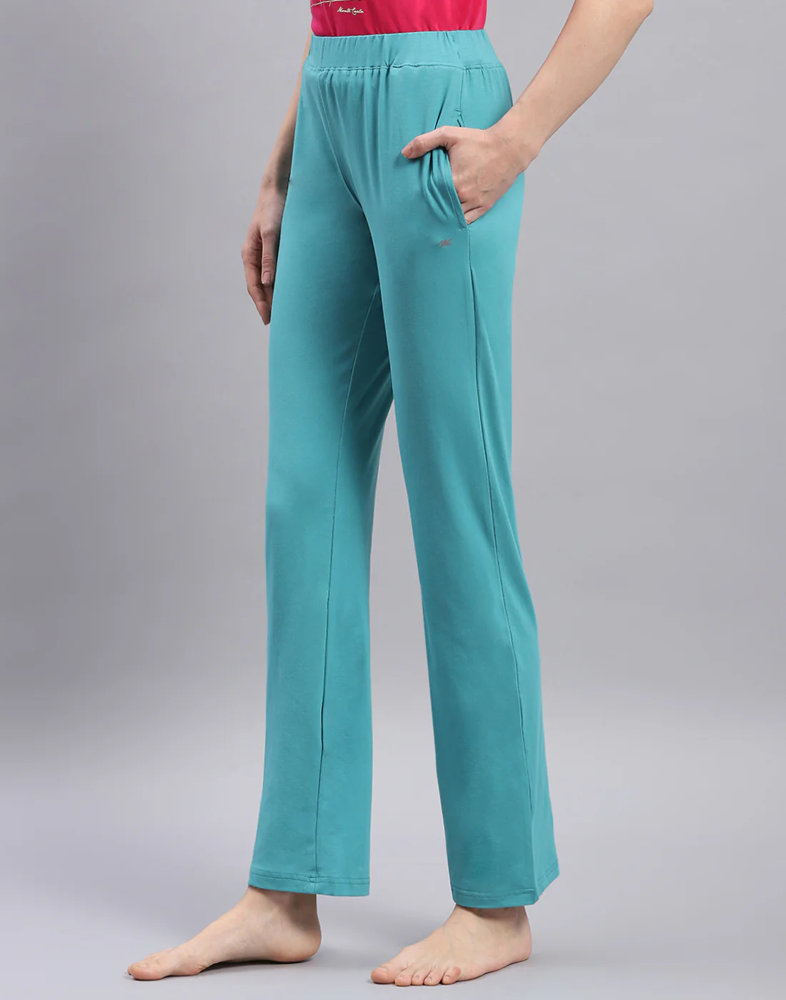 Women Turquoise Blue Solid Regular Fit Lower - Image 3