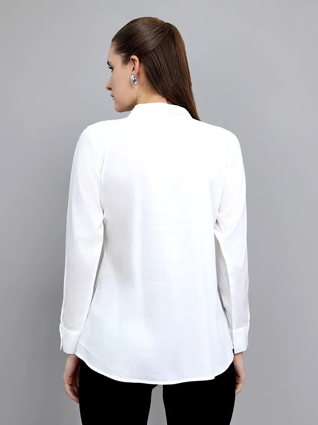 Women White Embroidered Front Open Full Sleeve Top - Image 4