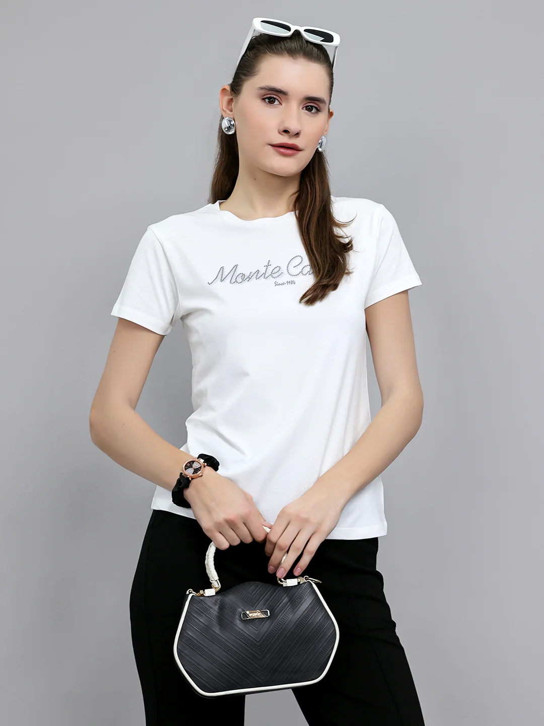 Women White Embroidered Round Neck Half Sleeve Top - Image 7