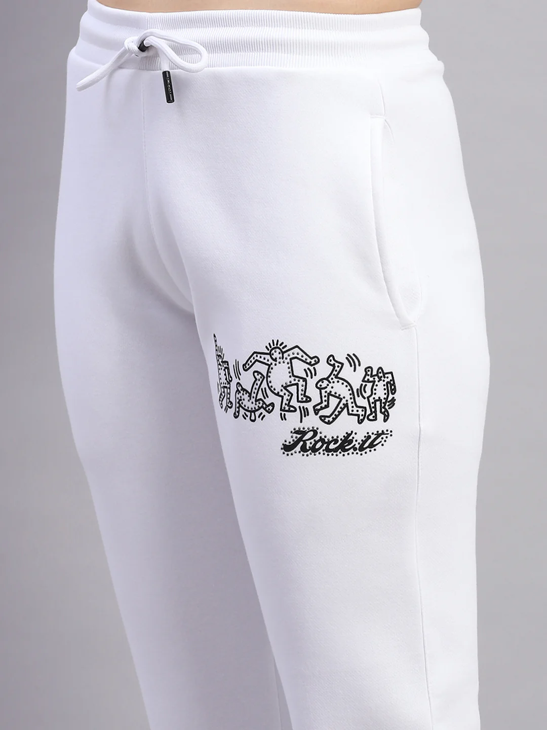 Rock.it Women White Printed Hooded Full Sleeve Tracksuit - Image 9