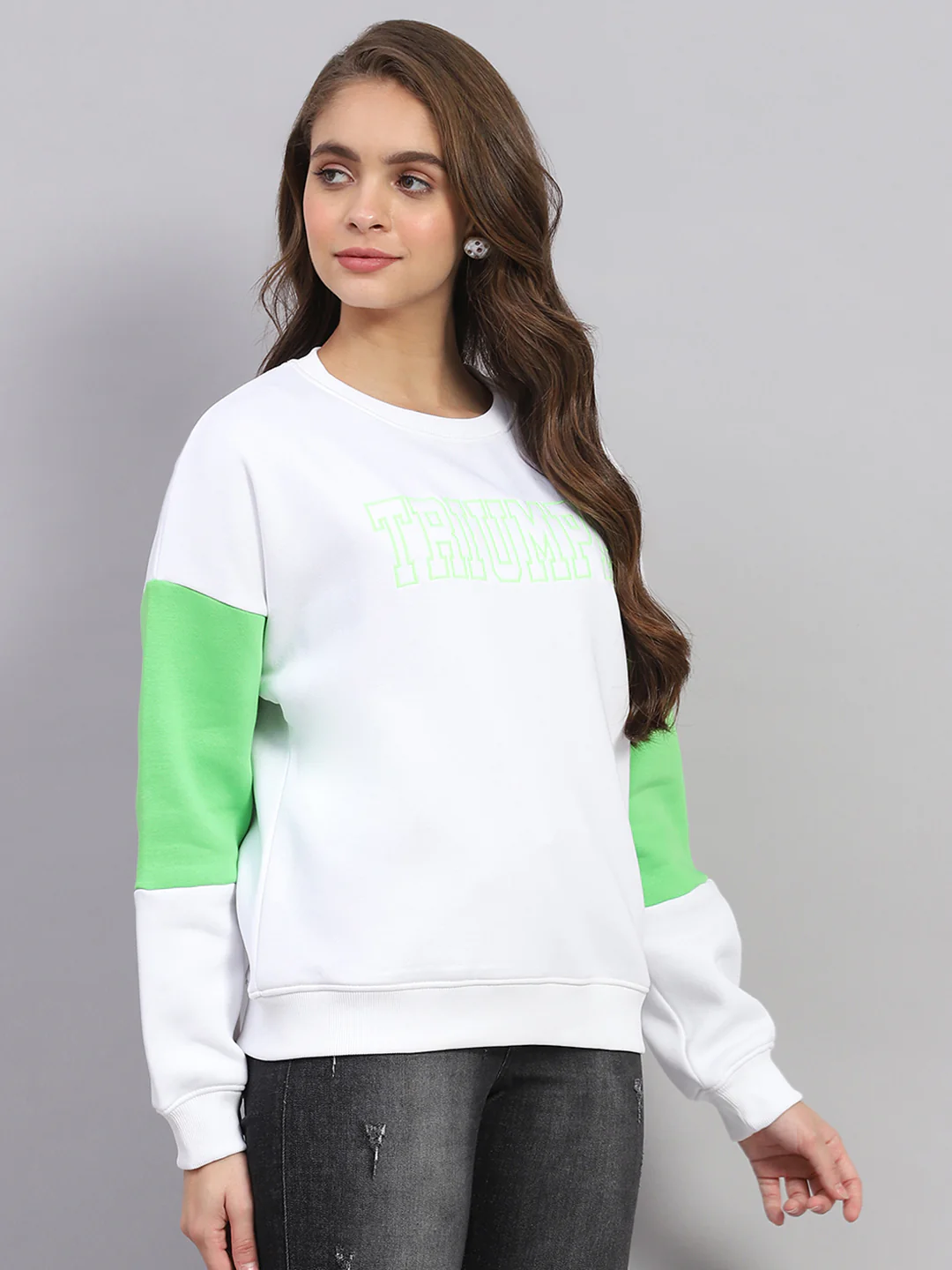 Rock.it Women White Printed Round Neck Full Sleeve Sweatshirt - Image 4