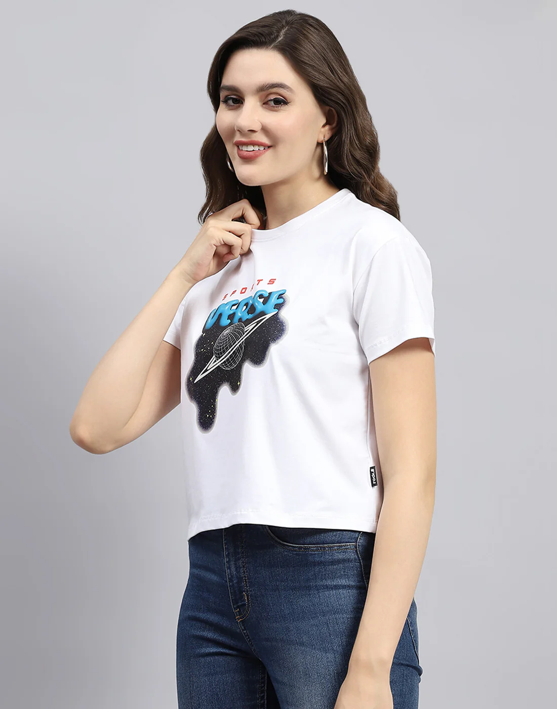 Rock.it Women White Printed Round Neck Half Sleeve Top - Image 4