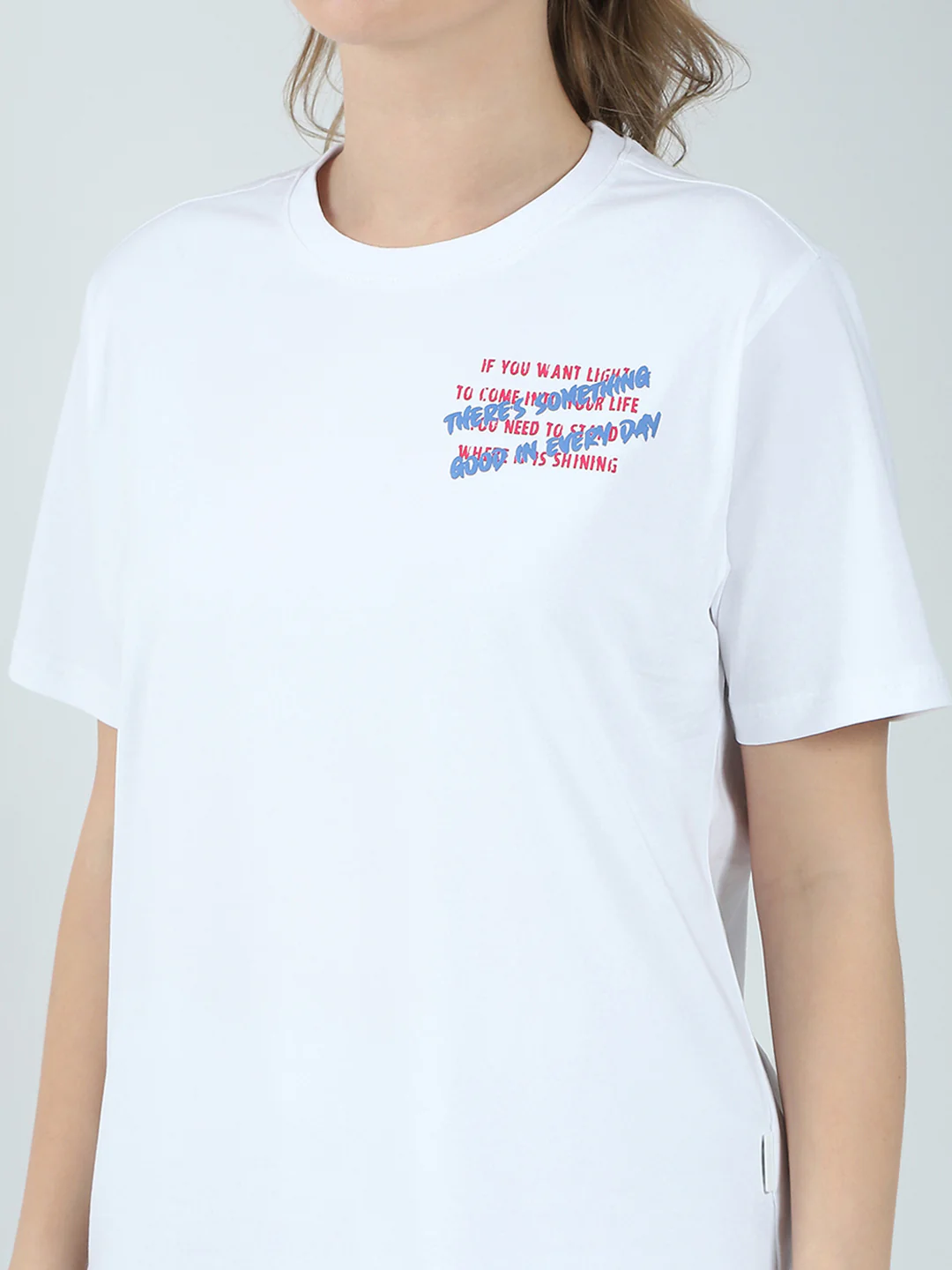 Rock.it Women White Printed Round Neck Half Sleeve Top - Image 7