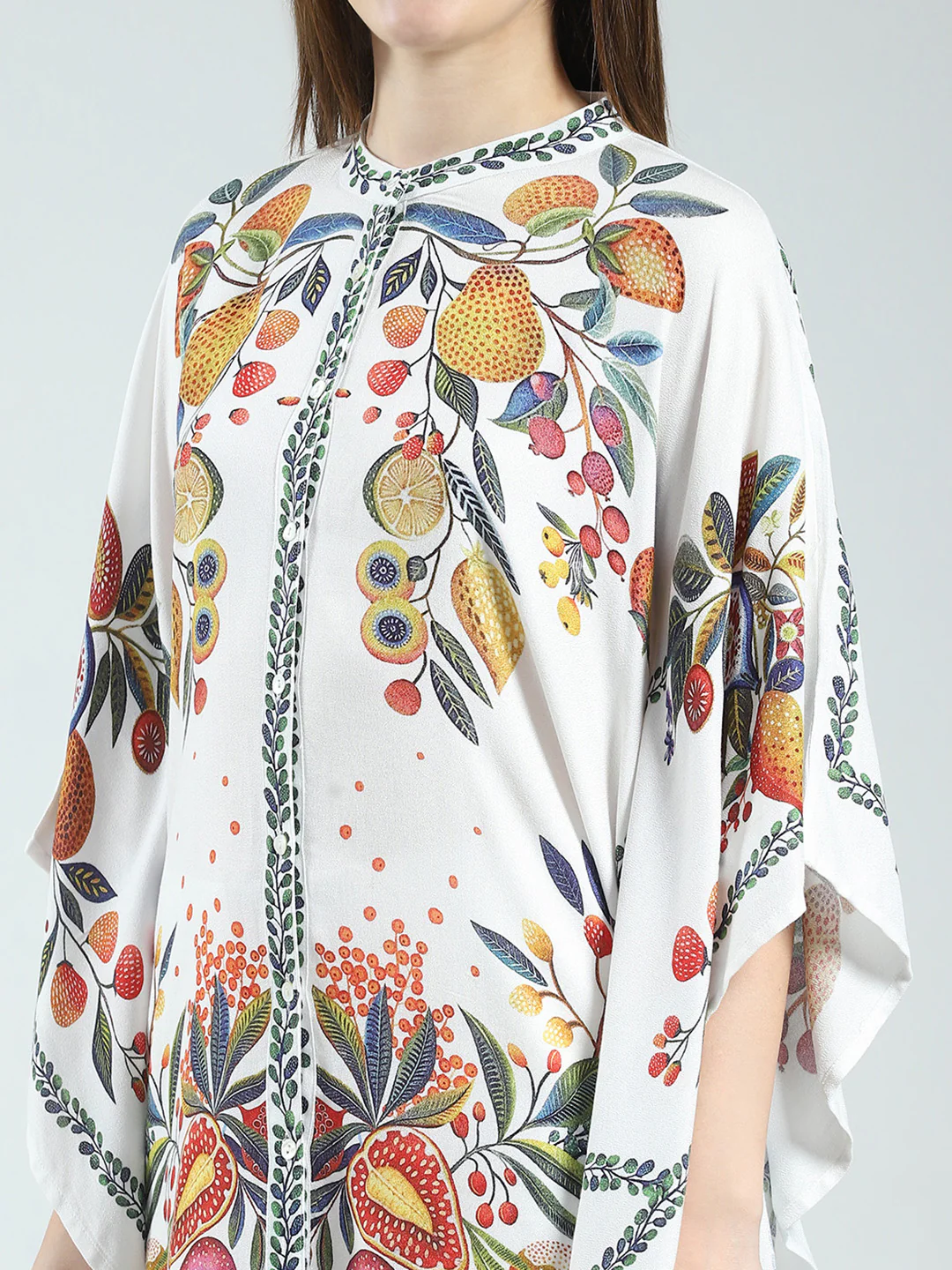 Women White Printed Round Neck Half Sleeve Cords Set - Image 7
