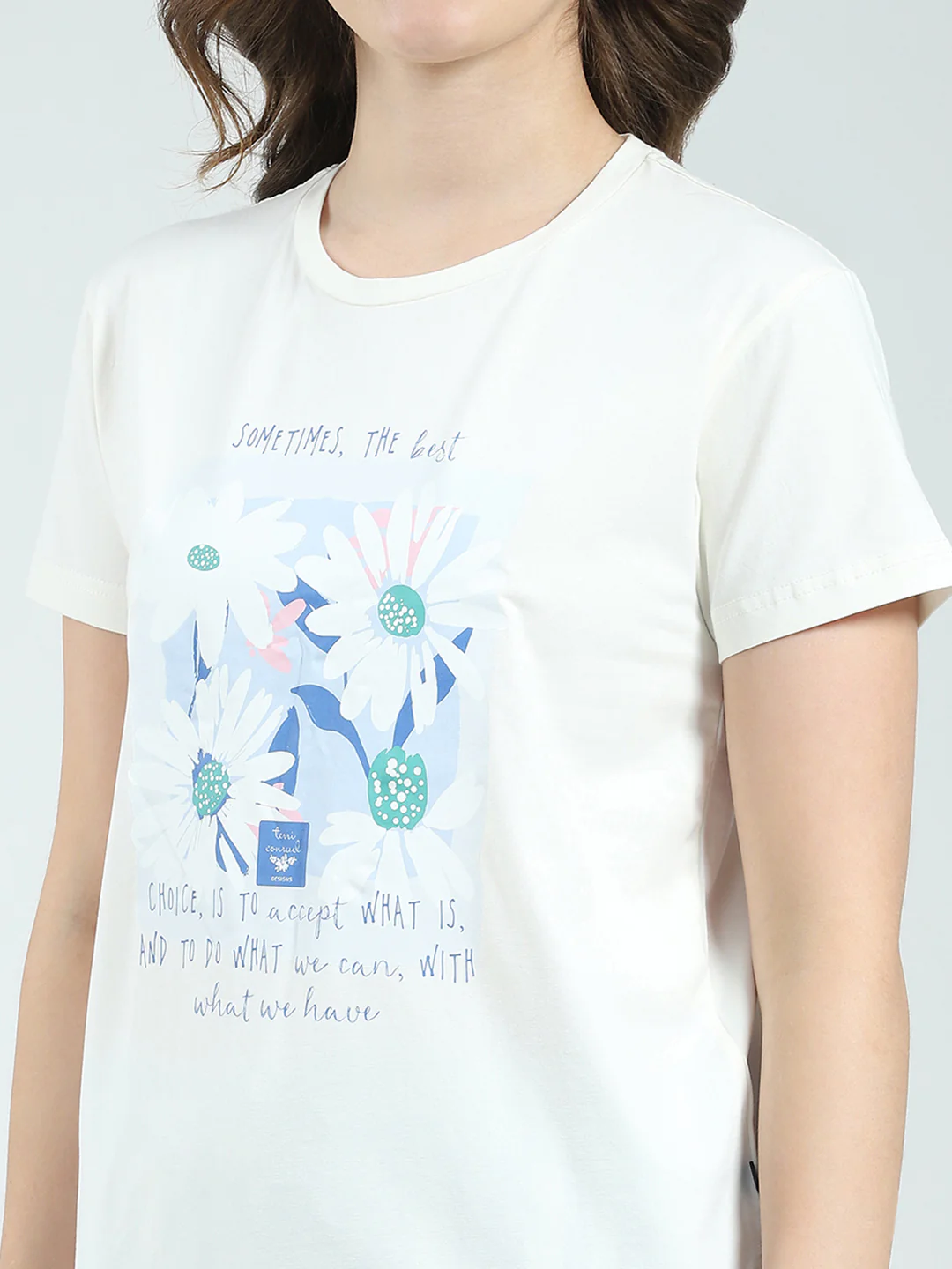 Women White Printed Round Neck Half Sleeve Lower Set - Image 7