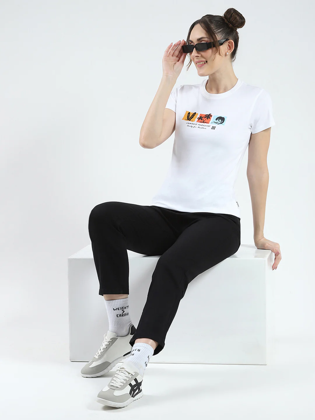 Rock.it Women White Printed Round Neck Half Sleeve Top - Image 2