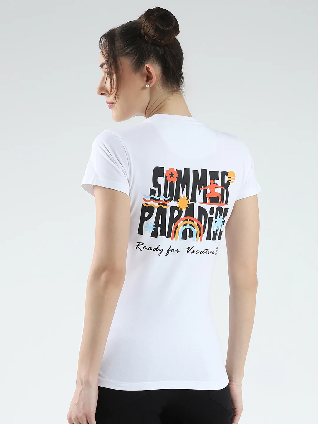 Rock.it Women White Printed Round Neck Half Sleeve Top - Image 5